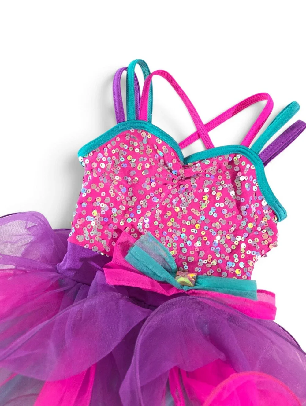 Weissman Girls Multi Wire Tutu Dress Girls Sequined Dance Costume Pink